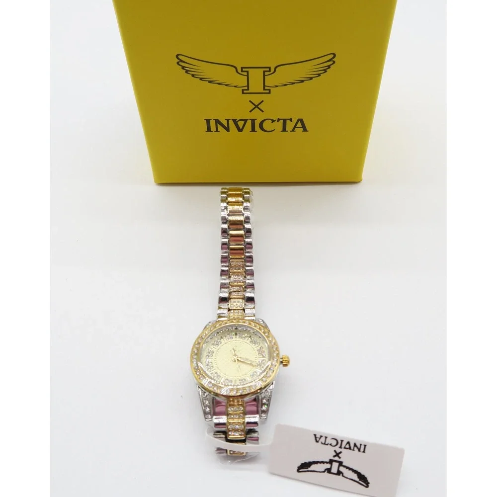 Invicta Wildflower Women's 32mm Two Tone Silver Gold Crystal Accented New In box